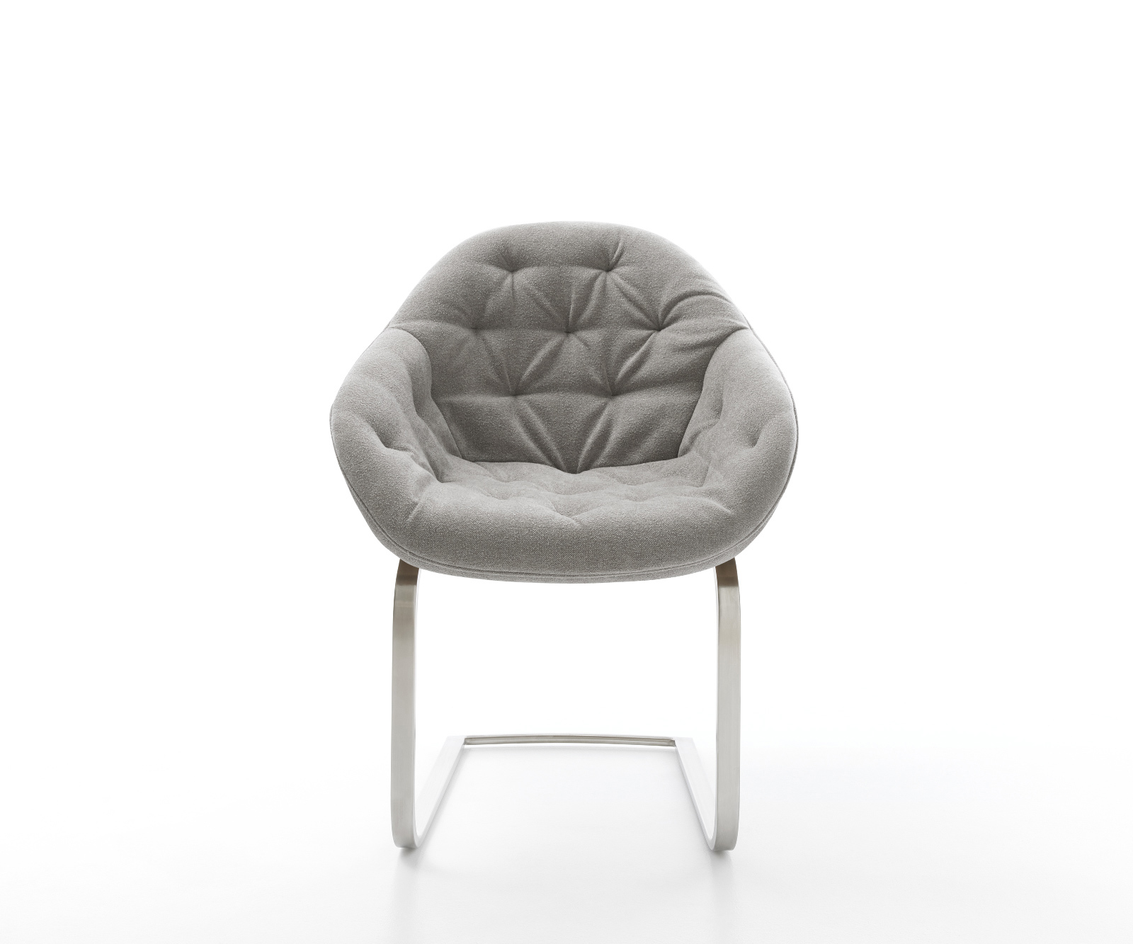 Konzolová jedálenská stolička Gaio-Flex texturovaná látka mäkký sivá konzolová jedálenská stolička plochý nerezová oceľ - Image 2