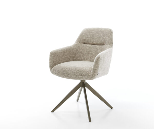 Jedálenská stolička Pejo-Flex tkanina mäkký béžová krížová podstava široká titánová farba 360° otočný hojdacia funkcia vrecková pružina