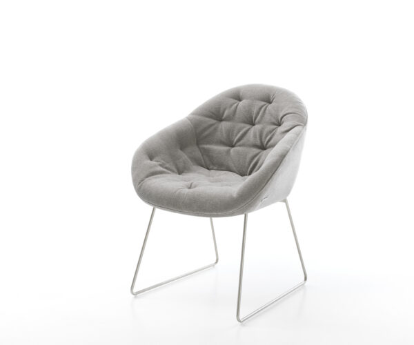 Jedálenská stolička Gaio-Flex štruktúrovaná látka mäkký sivá tenká podstava nerezová oceľ