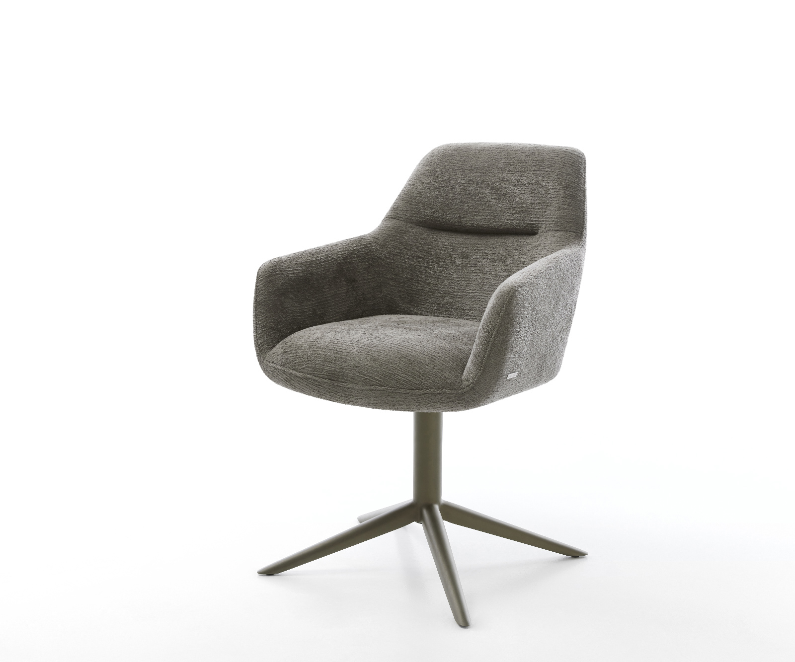 Jedálenská stolička Pejo-Flex bouclé mäkký tmavobéžová podstava titánová farba 360° otočný hojdacia funkcia vrecková pružina