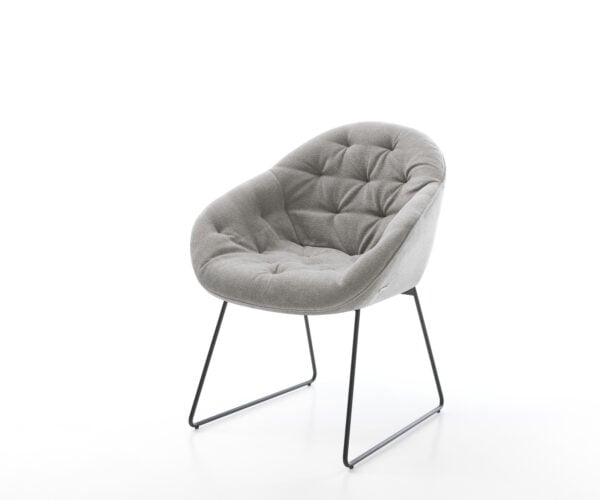 Jedálenská stolička Gaio-Flex štruktúrovaná látka mäkký sivá tenká podstava čierna