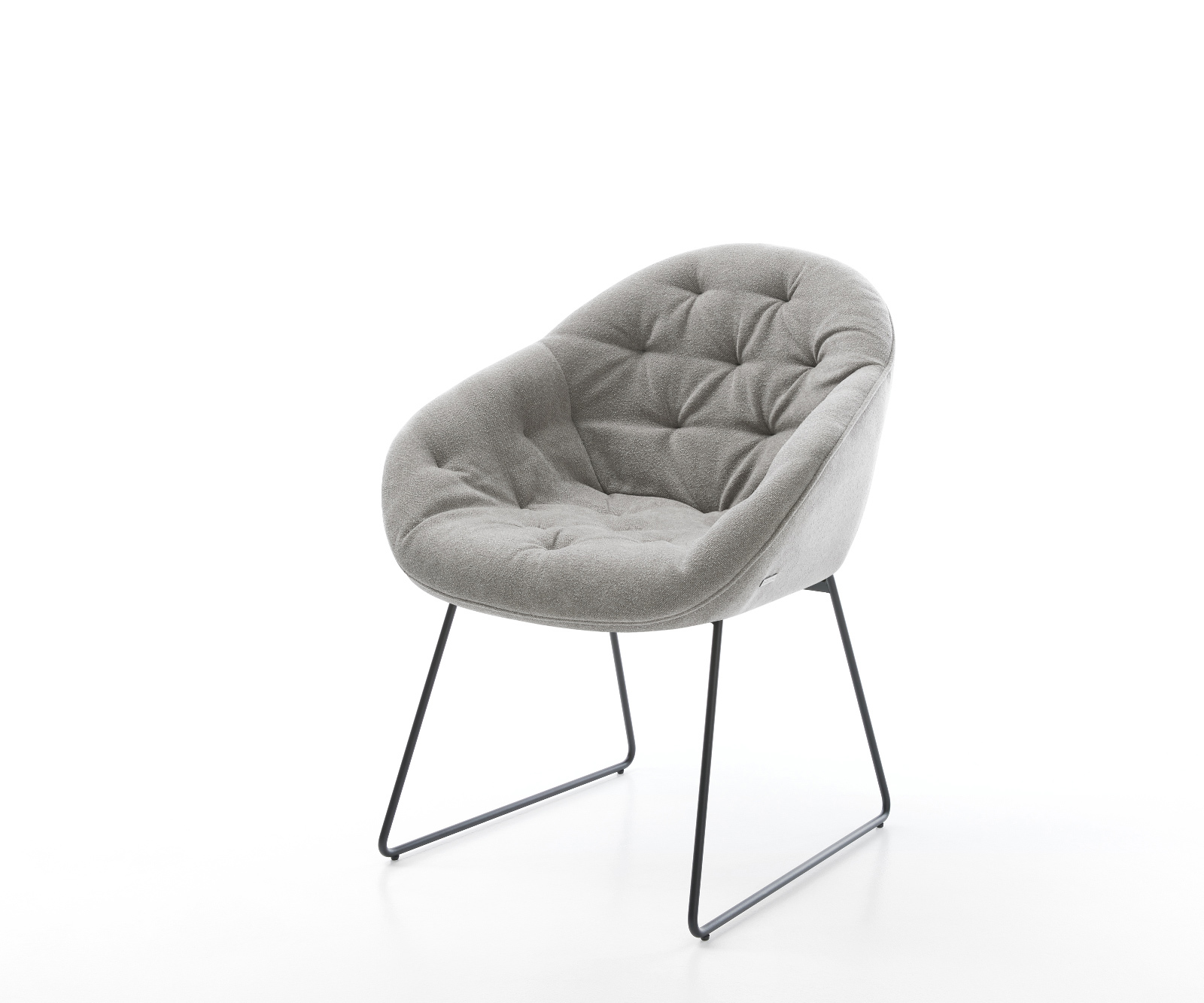 Jedálenská stolička Gaio-Flex štruktúrovaná látka mäkký sivá tenká podstava čierna