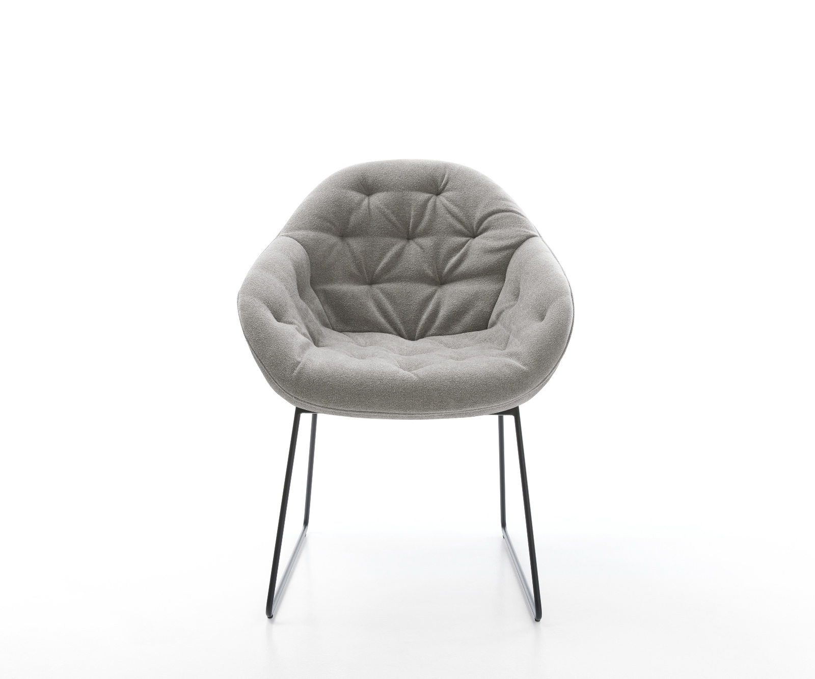 Jedálenská stolička Gaio-Flex štruktúrovaná látka mäkký sivá tenká podstava čierna - Image 2