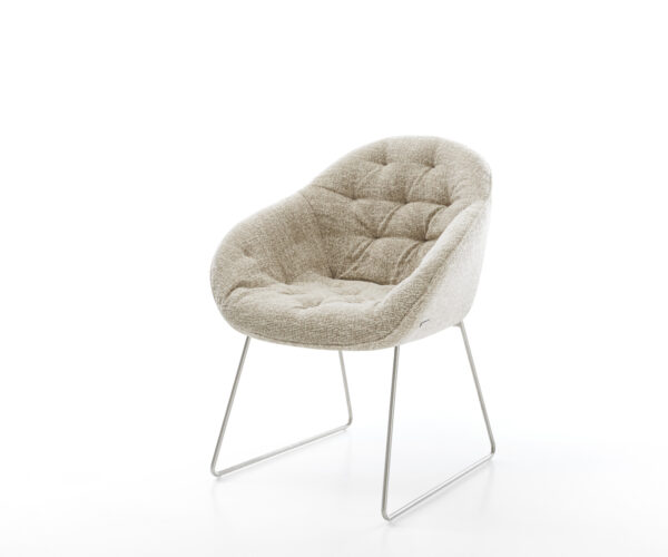 Jedálenská stolička Gaio-Flex tkanina mäkký béžová tenká podstava nerezová oceľ