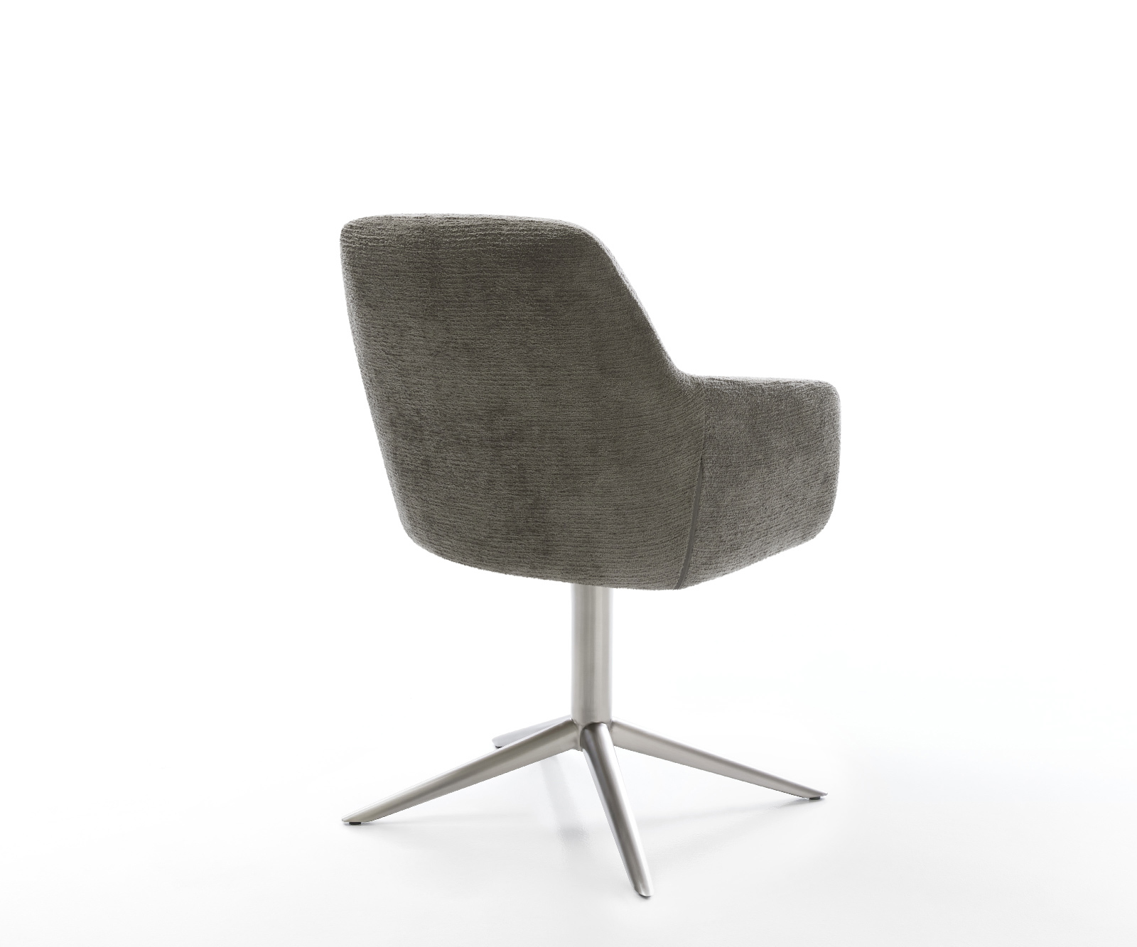 Jedálenská stolička Pejo-Flex bouclé mäkký tmavobéžová kovová podstava nerezová oceľ 360° otočný hojdacia funkcia vrecková pružina - Image 5