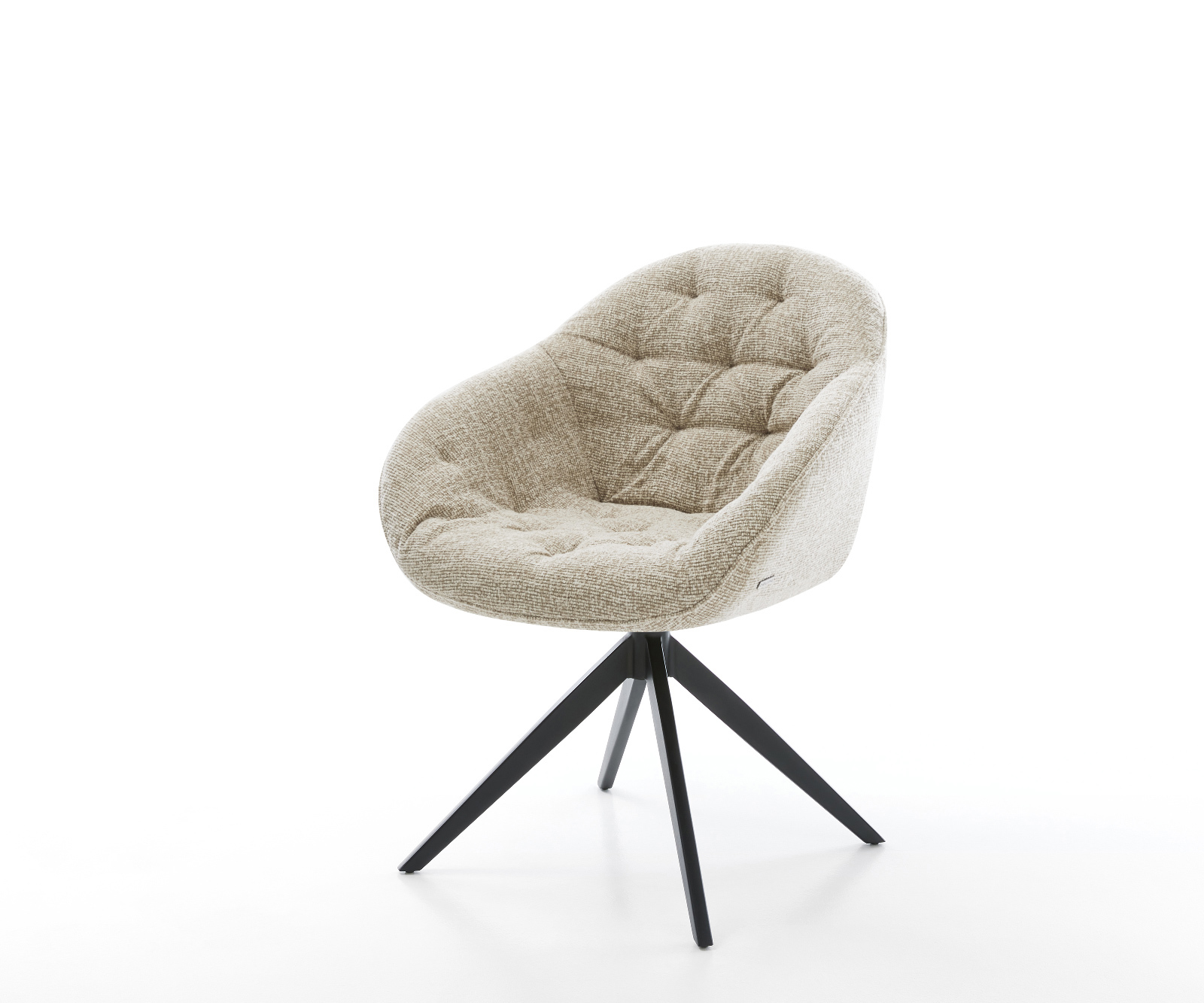 Jedálenská stolička Gaio-Flex tkanina mäkká béžová krížová podstava široká čierna 360° otočný hojdacia funkcia