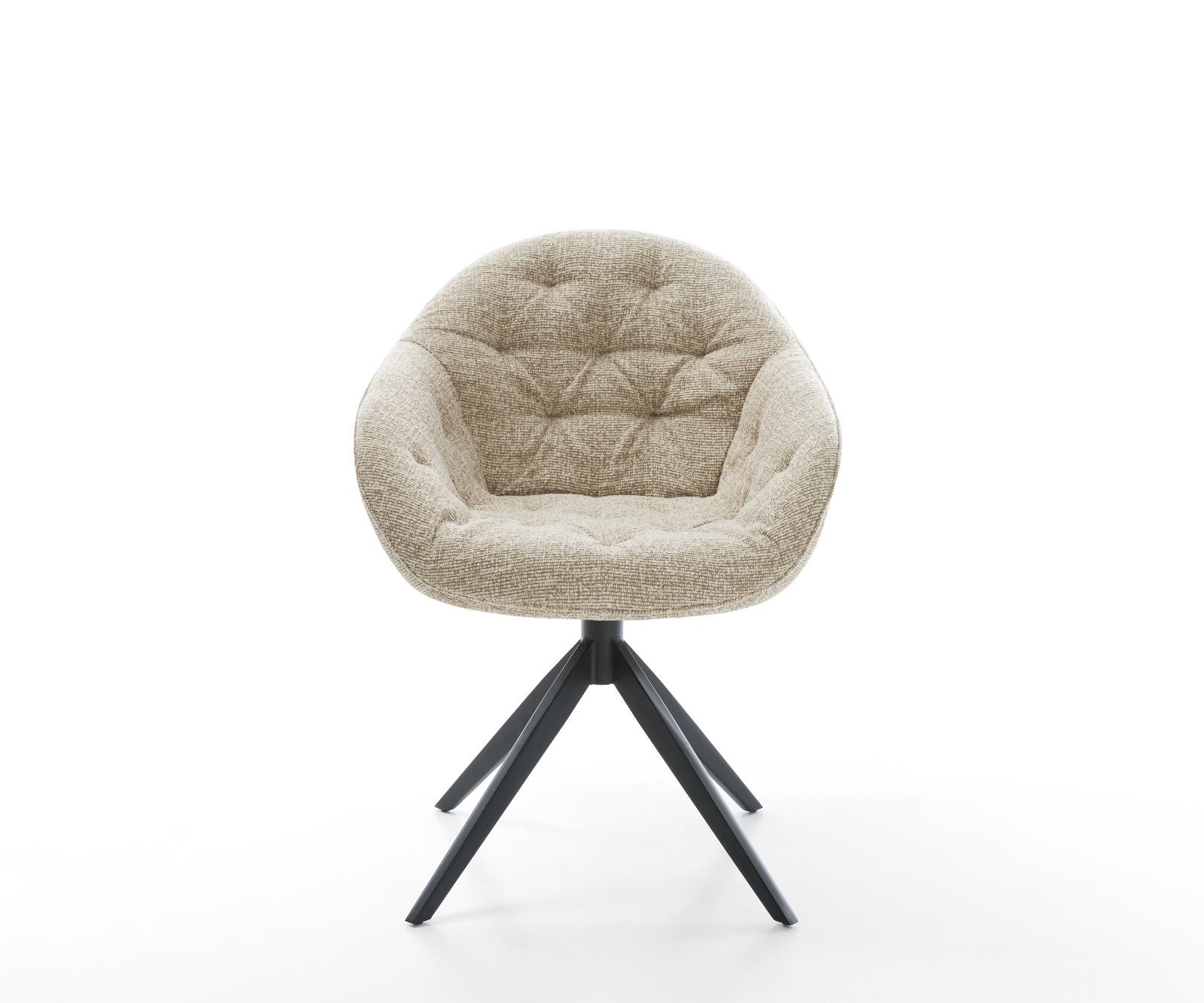 Jedálenská stolička Gaio-Flex tkanina mäkká béžová krížová podstava široká čierna 360° otočný hojdacia funkcia - Image 2