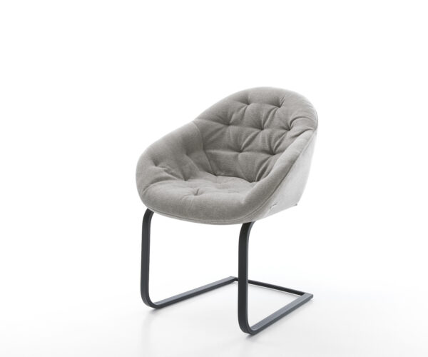 Konzolová jedálenská stolička Gaio-Flex štruktúrovaná látka mäkká sivá konzolová jedálenská stolička plochá čierna