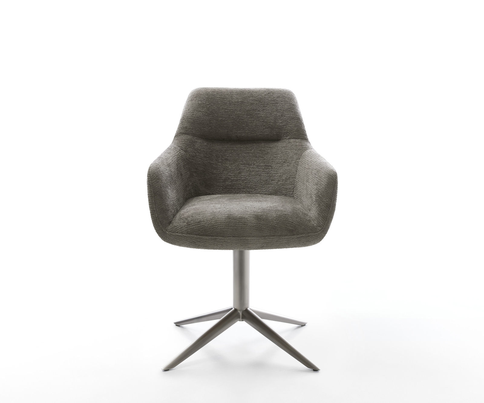 Jedálenská stolička Pejo-Flex bouclé mäkký tmavobéžová podstava grafitová 360° otočný kolískacia funkcia vrecková pružina - Image 2