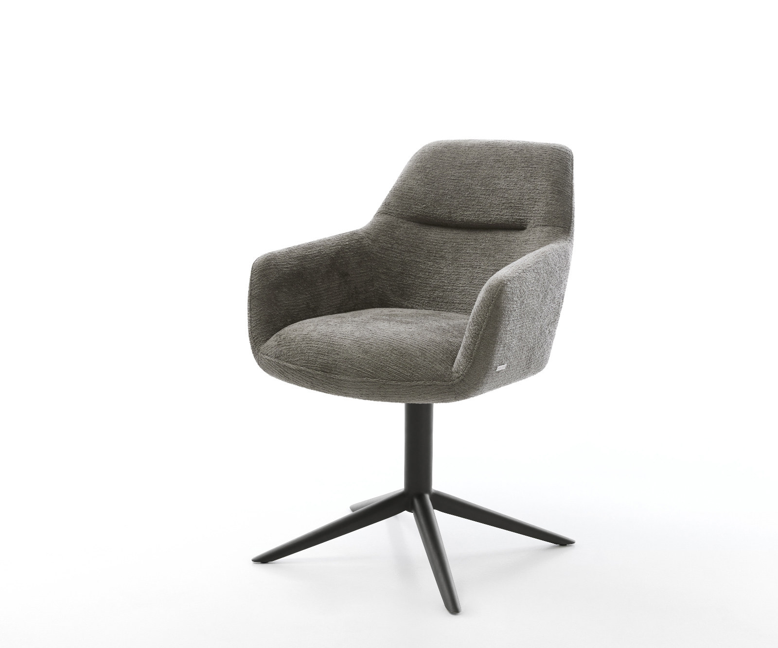 Jedálenská stolička Pejo-Flex bouclé mäkký tmavobéžová podstava čierna 360° otočný hojdacia funkcia vrecková pružina