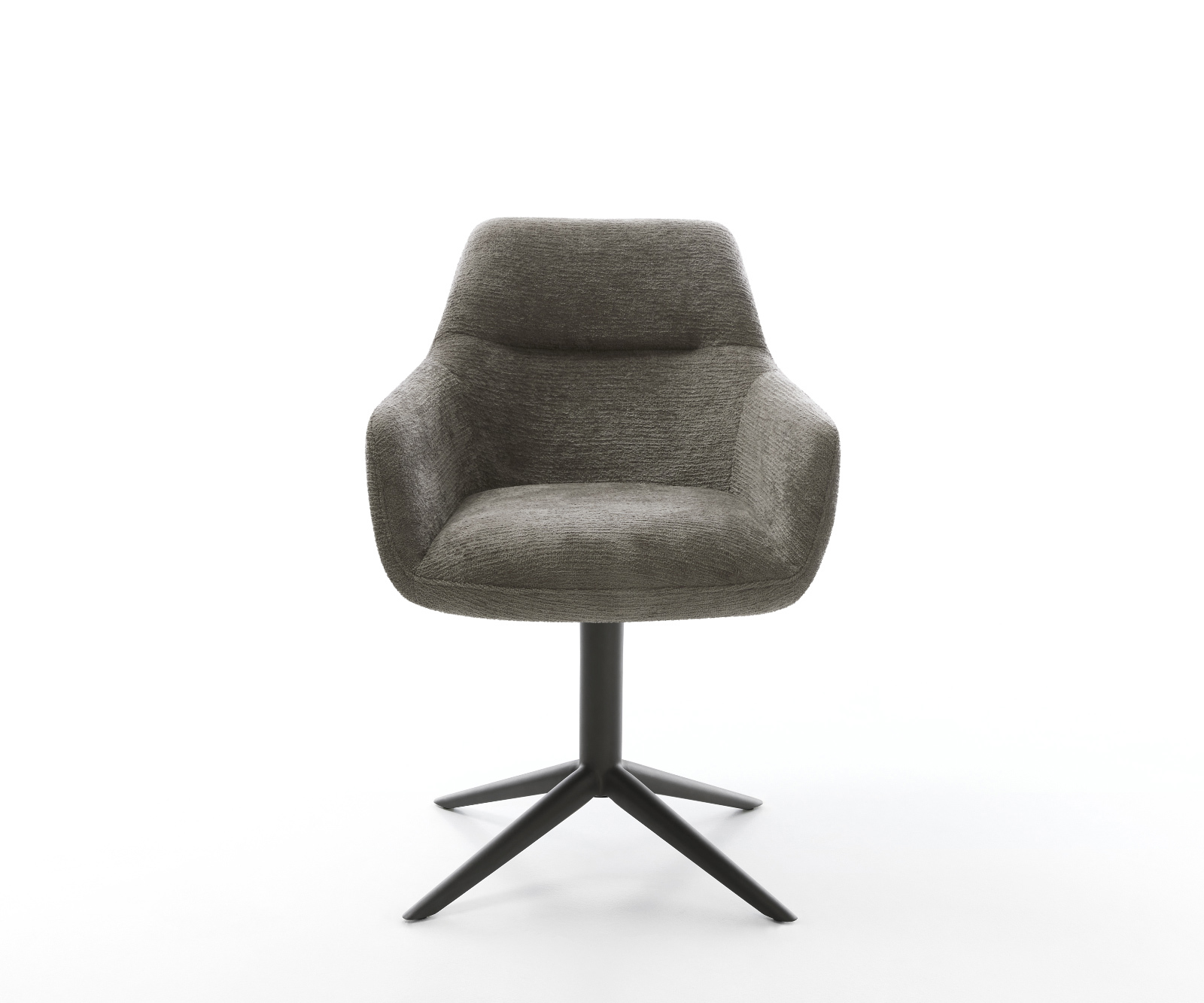 Jedálenská stolička Pejo-Flex bouclé mäkký tmavobéžová podstava čierna 360° otočný hojdacia funkcia vrecková pružina - Image 2