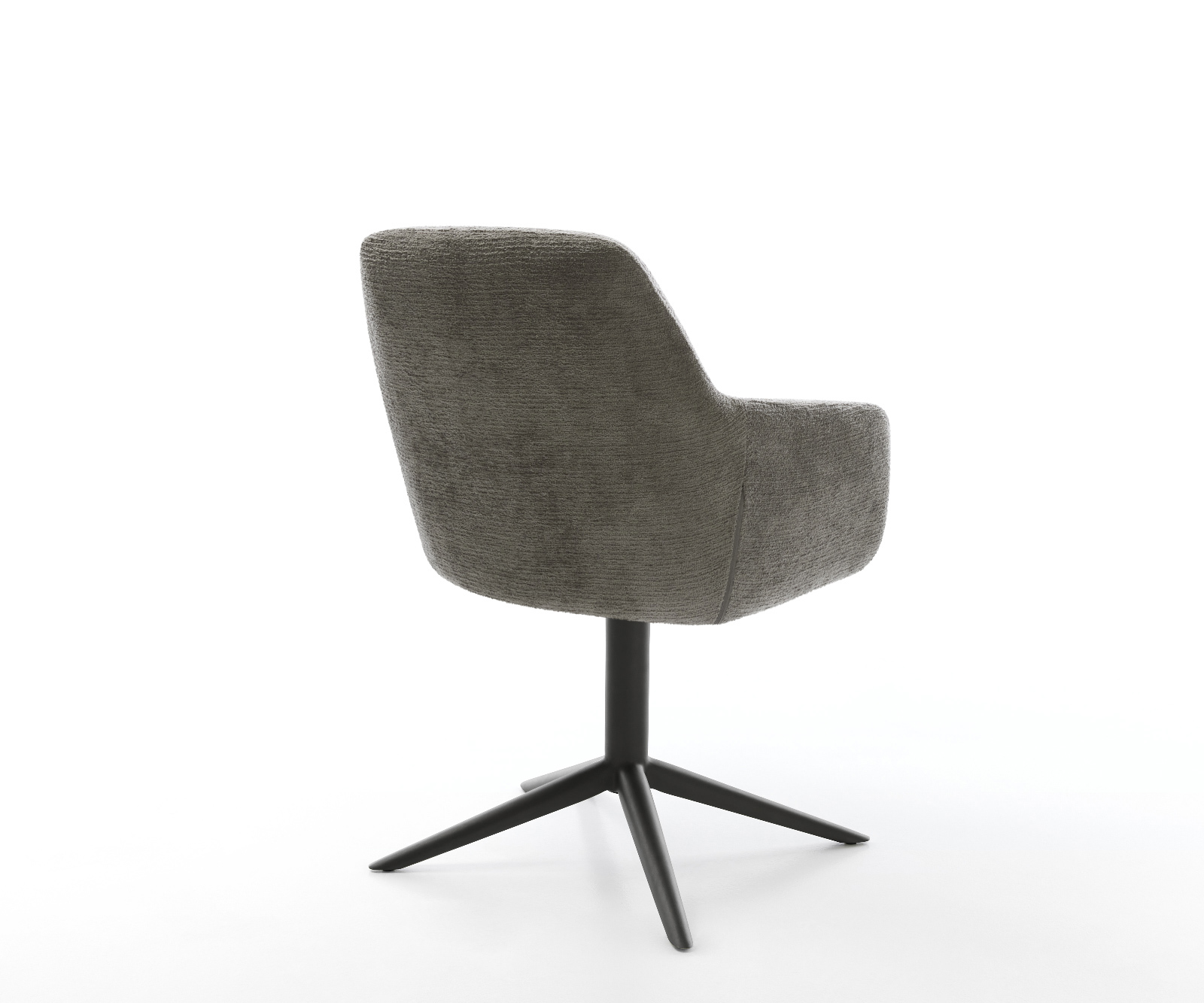 Jedálenská stolička Pejo-Flex bouclé mäkký tmavobéžová podstava čierna 360° otočný hojdacia funkcia vrecková pružina - Image 5