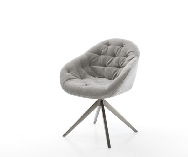 Jedálenská stolička Gaio-Flex texturovaná látka mäkký sivá krížová podstava široká grafitová 360° otočná hojdacia funkcia