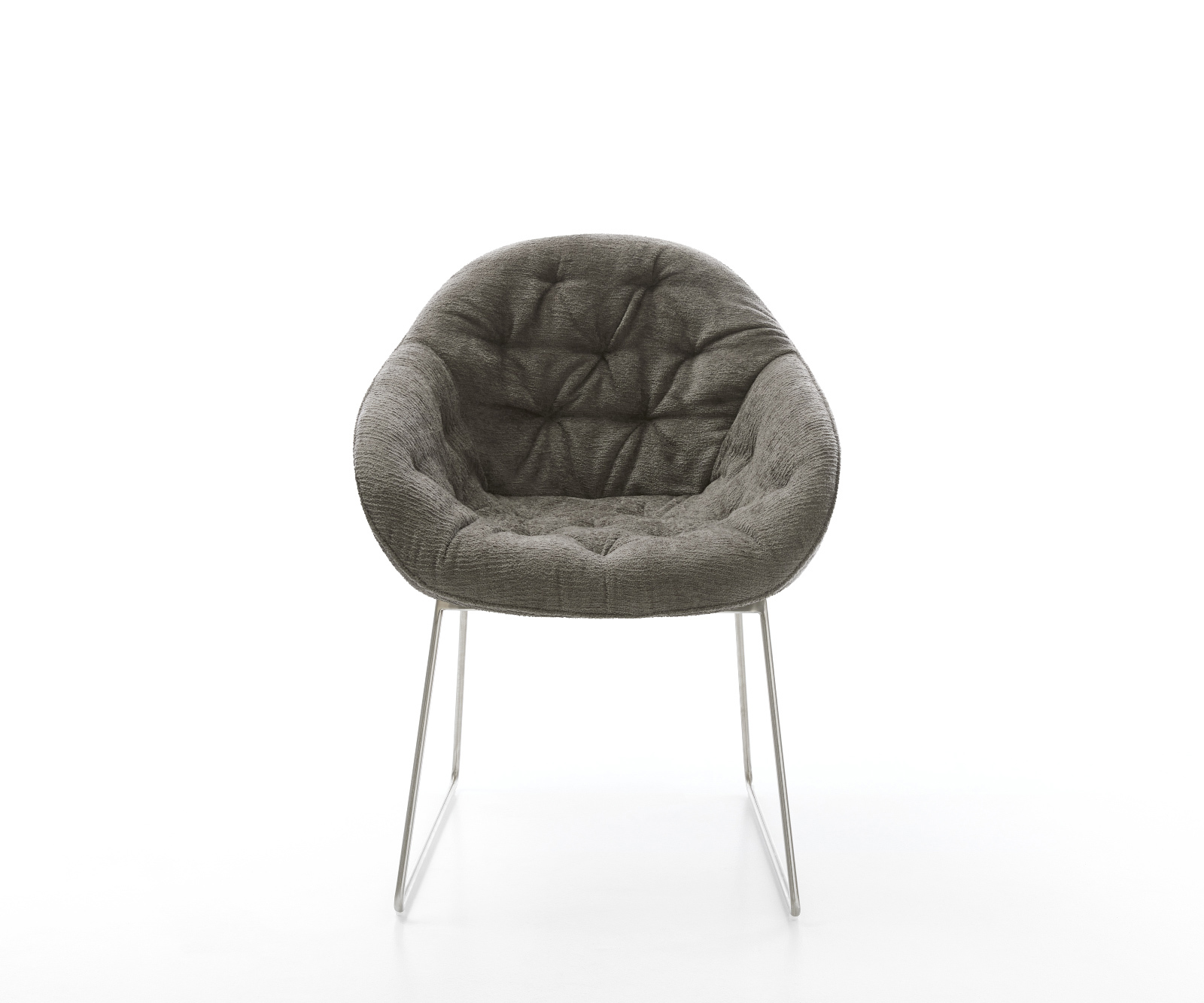 Jedálenská stolička Gaio-Flex bouclé mäkký tmavobéžová tenká podstava nerezová oceľ - Image 2