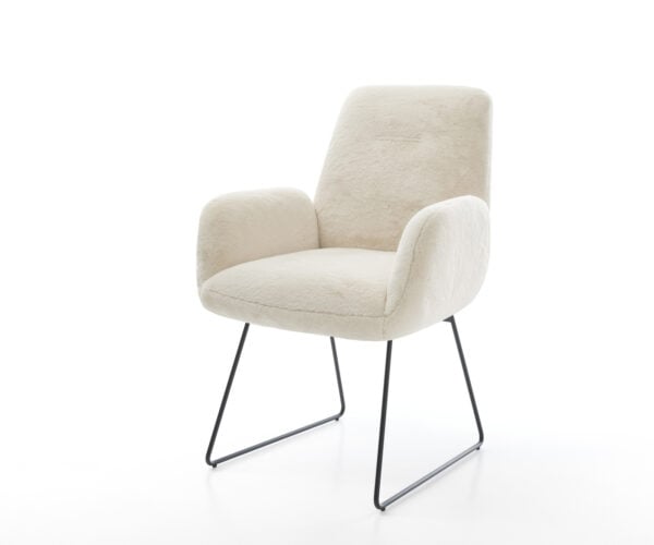 Jedálenská stolička Zoa-Flex plyšový manšester krémovo biela tenká podstava čierna vrecková pružina