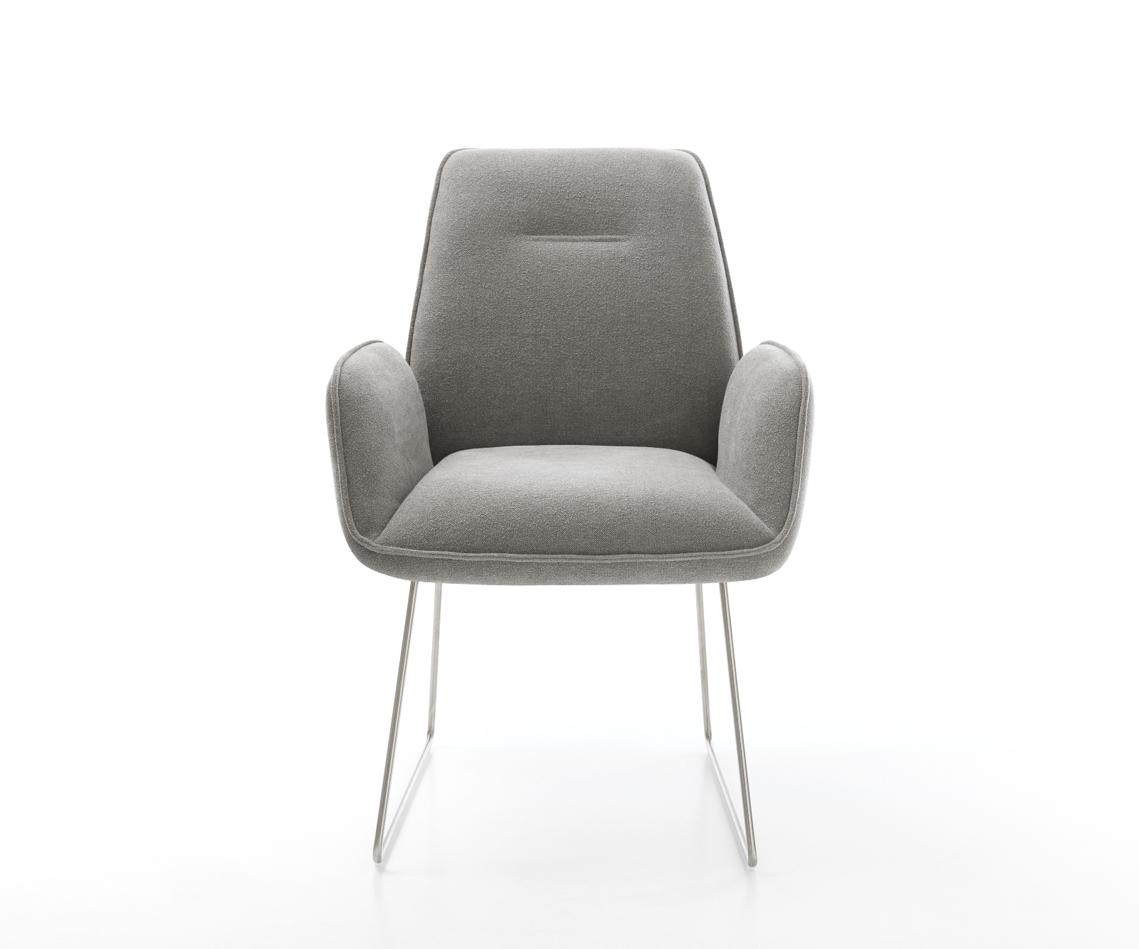 Jedálenská stolička Zoa-Flex štruktúrovaná látka mäkký sivá tenká podstava nerezová oceľ vrecková pružina - Image 2