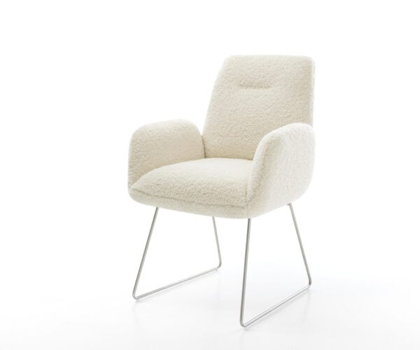 Jedálenská stolička Zoa-Flex teddy látka béžová tenká podstava nerezová oceľ vrecková pružina