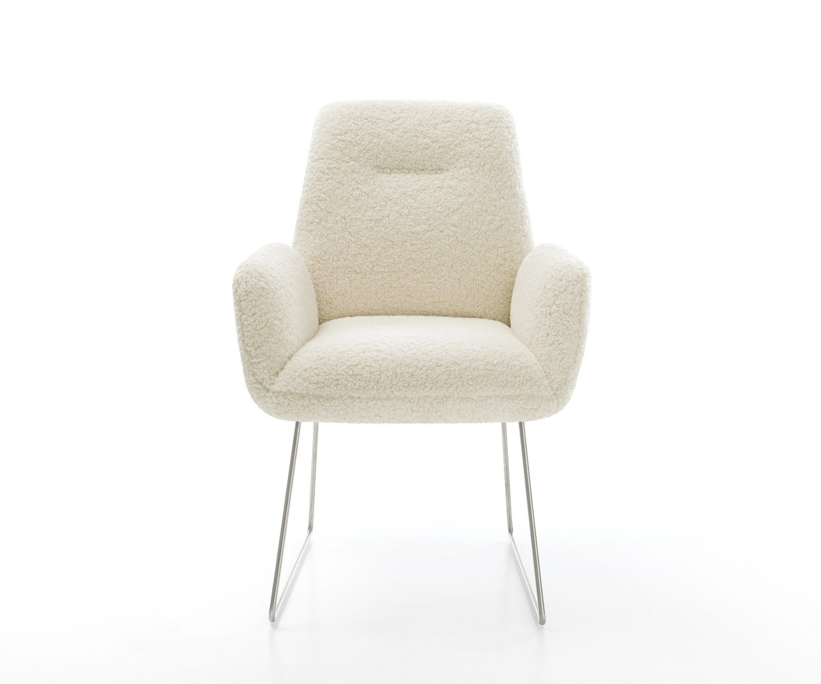 Jedálenská stolička Zoa-Flex teddy látka béžová tenká podstava nerezová oceľ vrecková pružina - Image 2