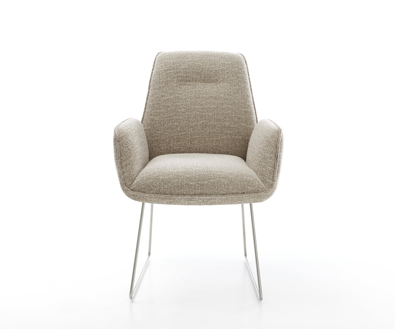 Jedálenská stolička Zoa-Flex tkanina mäkký béžová tenká podstava nerezová oceľ vrecková pružina - Image 2