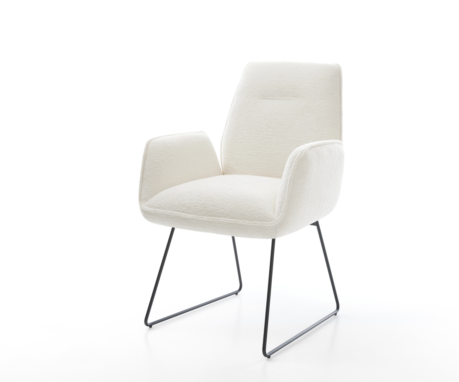 Jedálenská stolička Zoa-Flex bouclé mäkký béžová tenká podstava čierna vrecková pružina