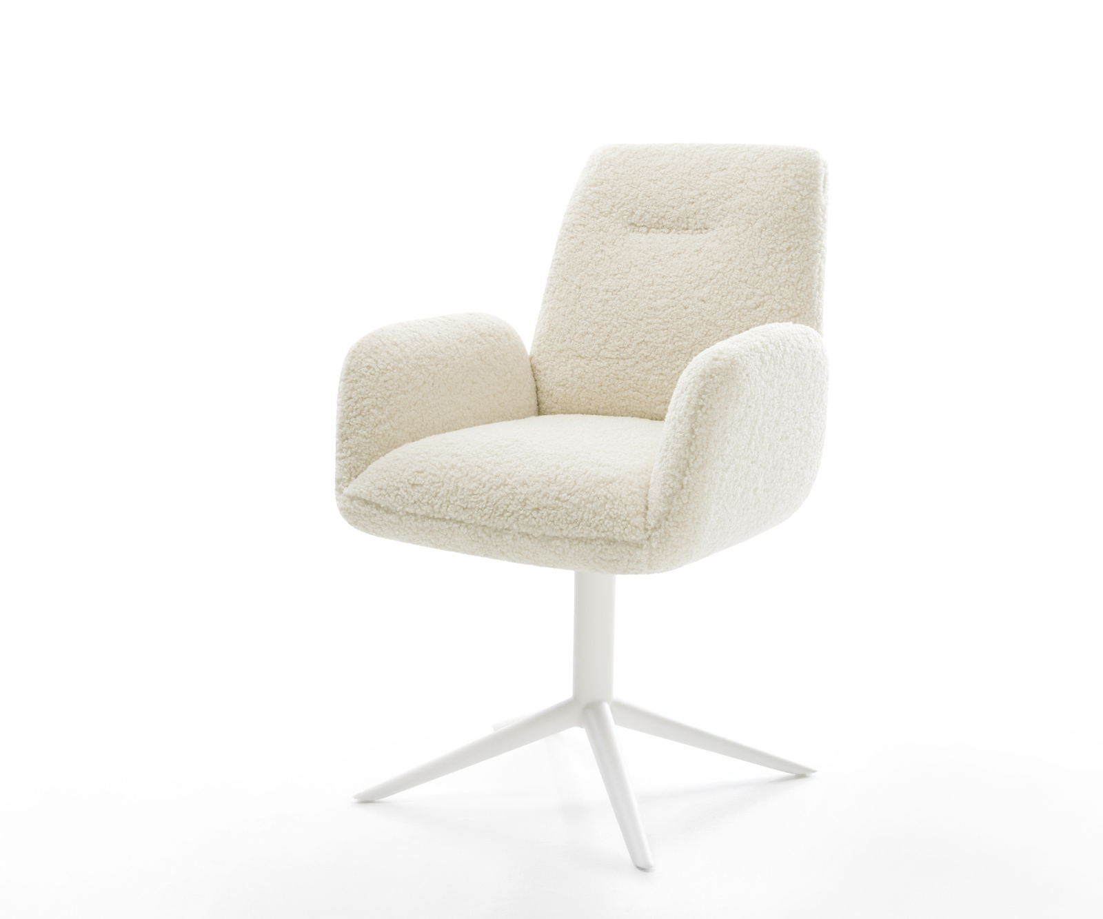 Jedálenská stolička Zoa-Flex teddy látka béžová krížová podstava biela 360° otočný hojdacia funkcia vrecková pružina