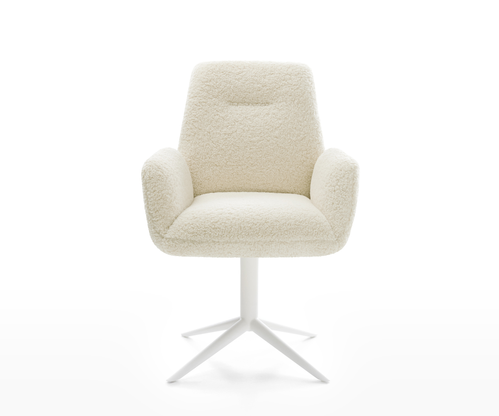 Jedálenská stolička Zoa-Flex teddy látka béžová krížová podstava biela 360° otočný hojdacia funkcia vrecková pružina - Image 2