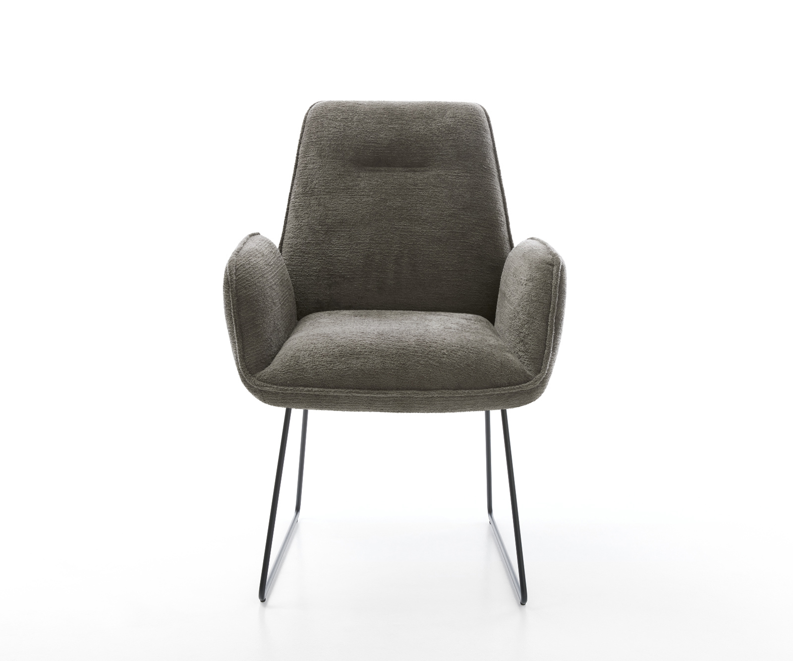 Jedálenská stolička Zoa-Flex bouclé mäkký tmavobéžová tenká podstava čierna vrecková pružina - Image 2