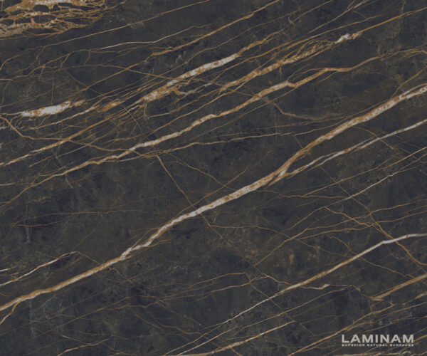 Konferenčný stolík Edge zaoblený 90x90 cm keramika Laminam® Noir Desir hnedá Parabi kov čierna - Image 3