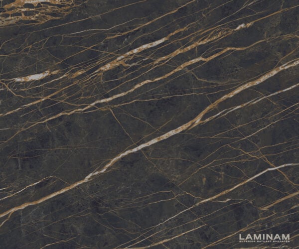 Konferenčný stolík Edge zaoblený 90x90 cm keramika Laminam® Noir Desir hnedá konis nerezová oceľ kefovaná - Image 3