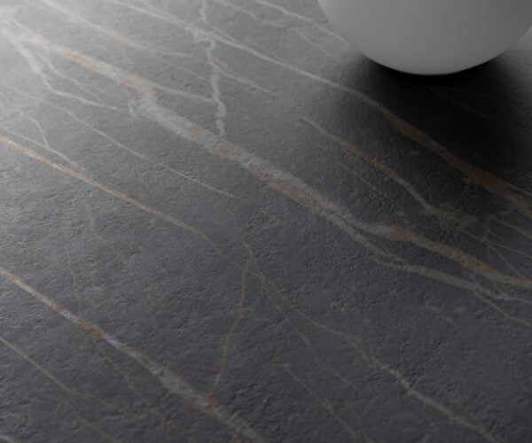 Konferenčný stolík Edge zaoblený tvar 90x90 cm keramika Laminam® Noir Desir hnedá Sarity nerezová oceľ kefovaná - Image 5