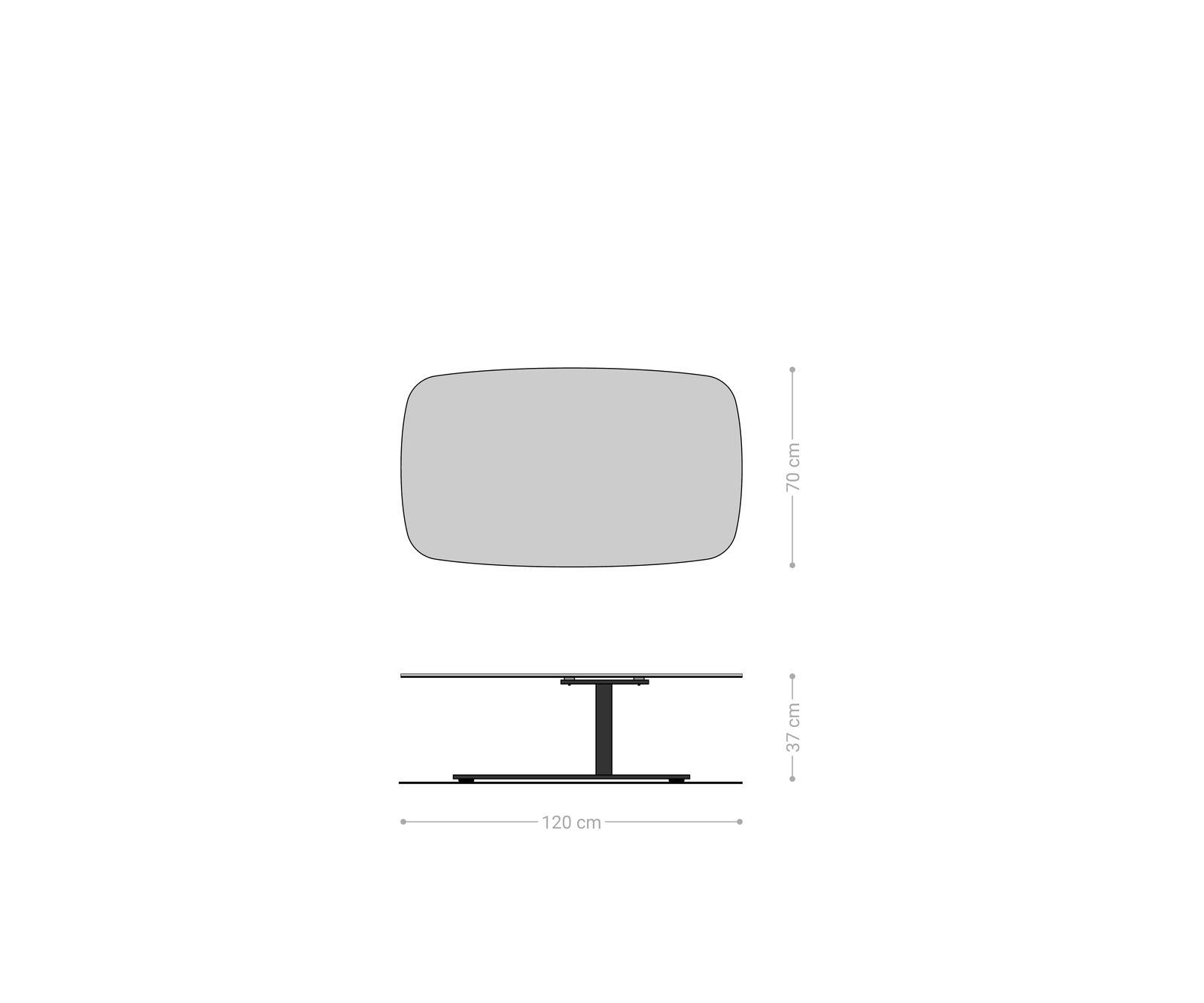 Konferenčný stolík Edge zaoblený tvar 120x70 cm keramika Minas Melange Vibany kov titánová farba efekt - Image 7