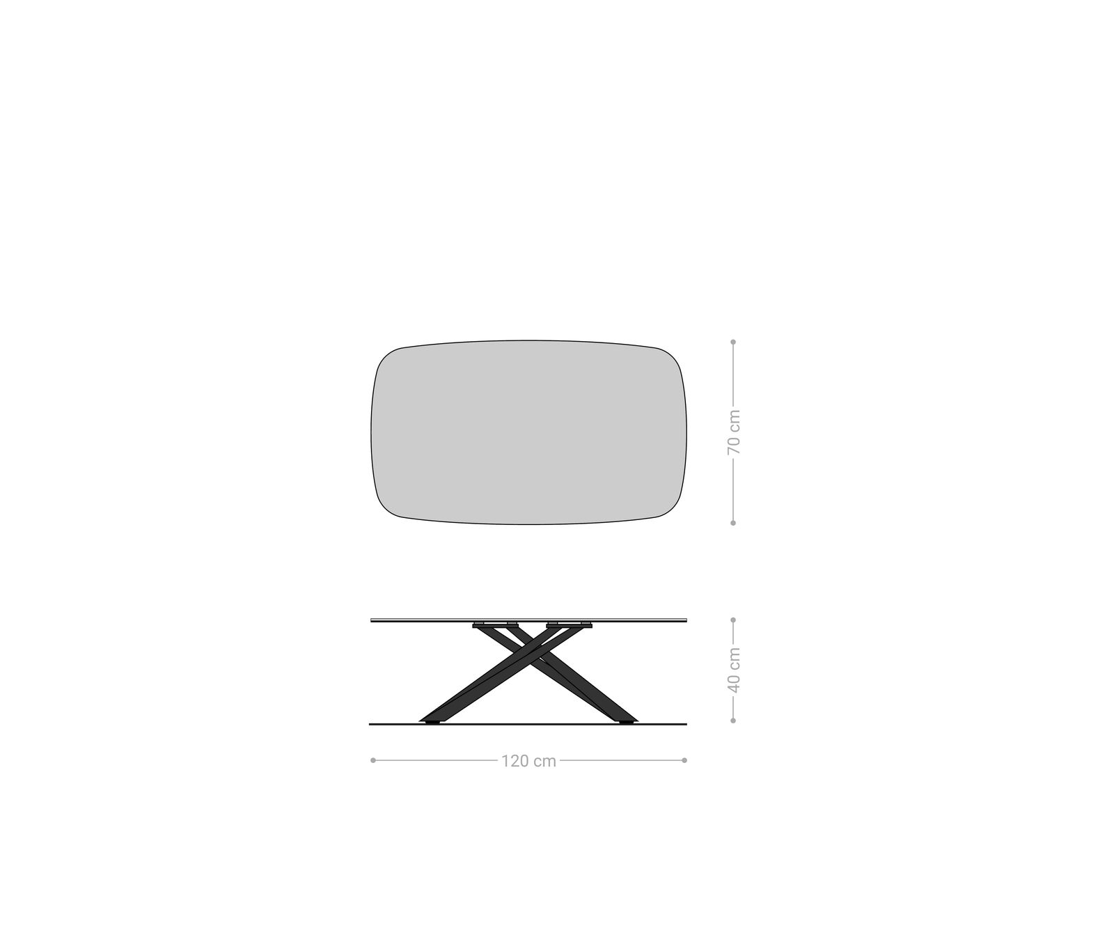 Konferenčný stolík Edge zaoblený tvar 120x70 cm keramika Minas Melange Sarity kov efektový povrch titánová farba - Image 7