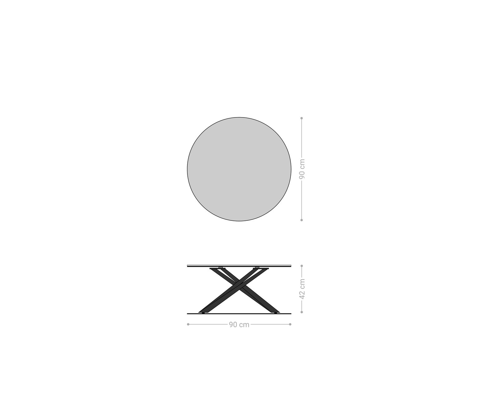Konferenčný stolík Edge okrúhly 90x90 cm keramika Minas Melange Sarity kov titánová farba - Image 7