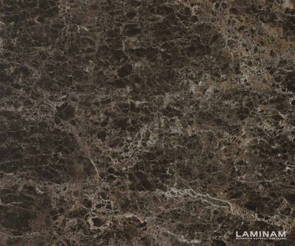 Konferenčný stolík Edge okrúhly 90x90 cm keramika Laminam® Emperador Extra Lucidato tmavohnedá konická kov čierna - Image 3