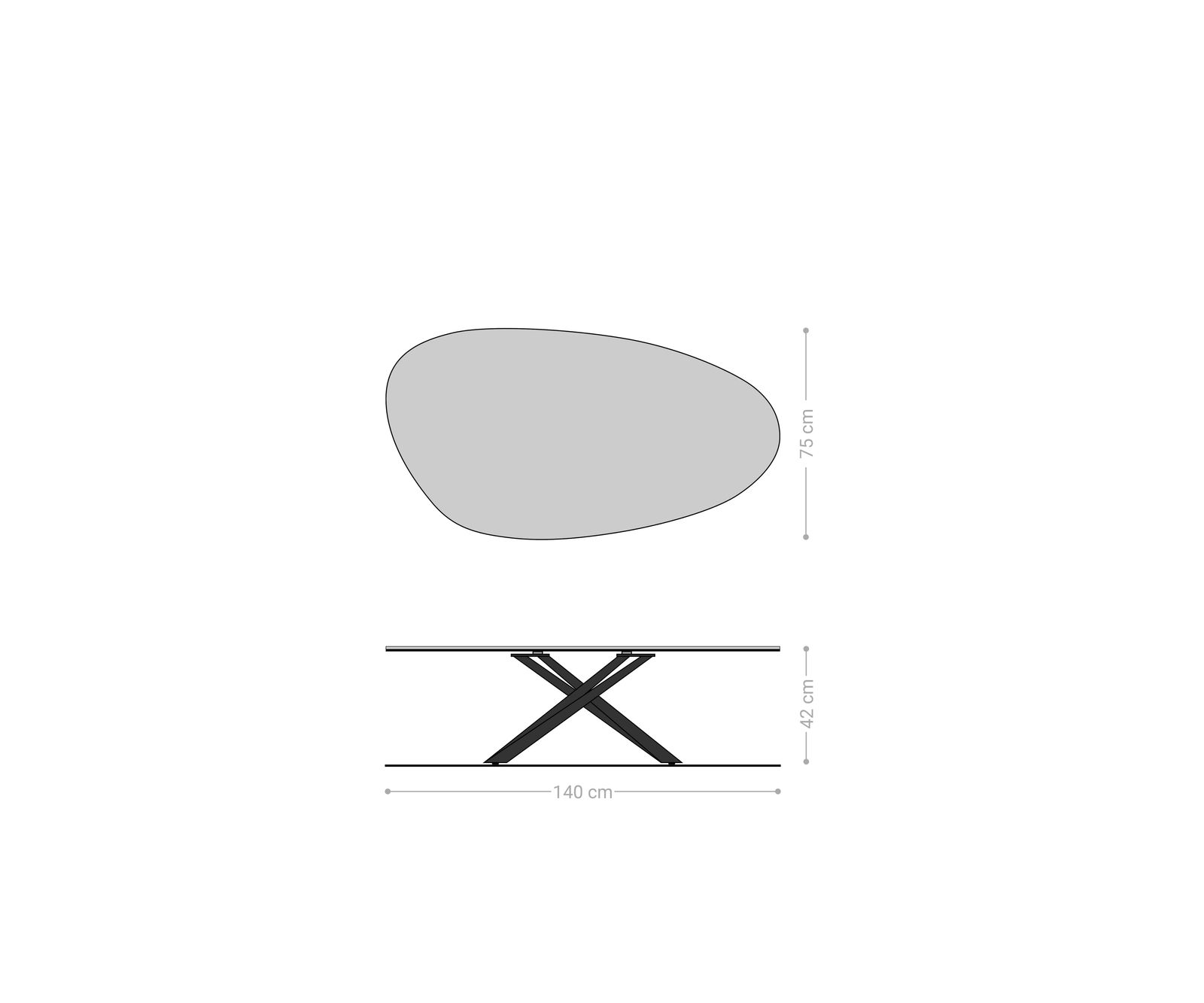 Konferenčný stolík Edge oválny 140x75 cm keramika Minas Melange Sarity kov efektový povrch titán - Image 7