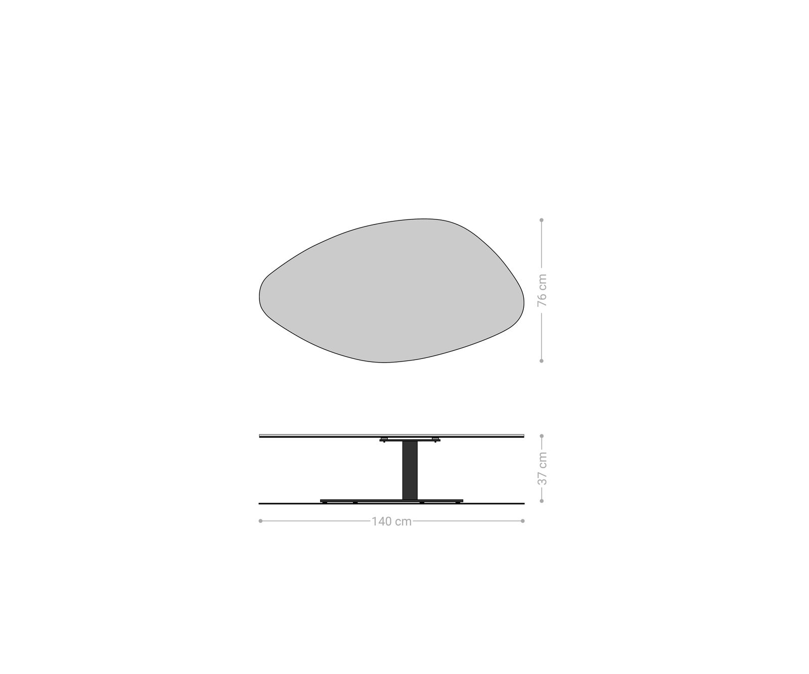 Konferenčný stolík Edge organický 140x76 cm keramika Laminam® Noir Desir hnedý Vibany kov čierna - Image 8