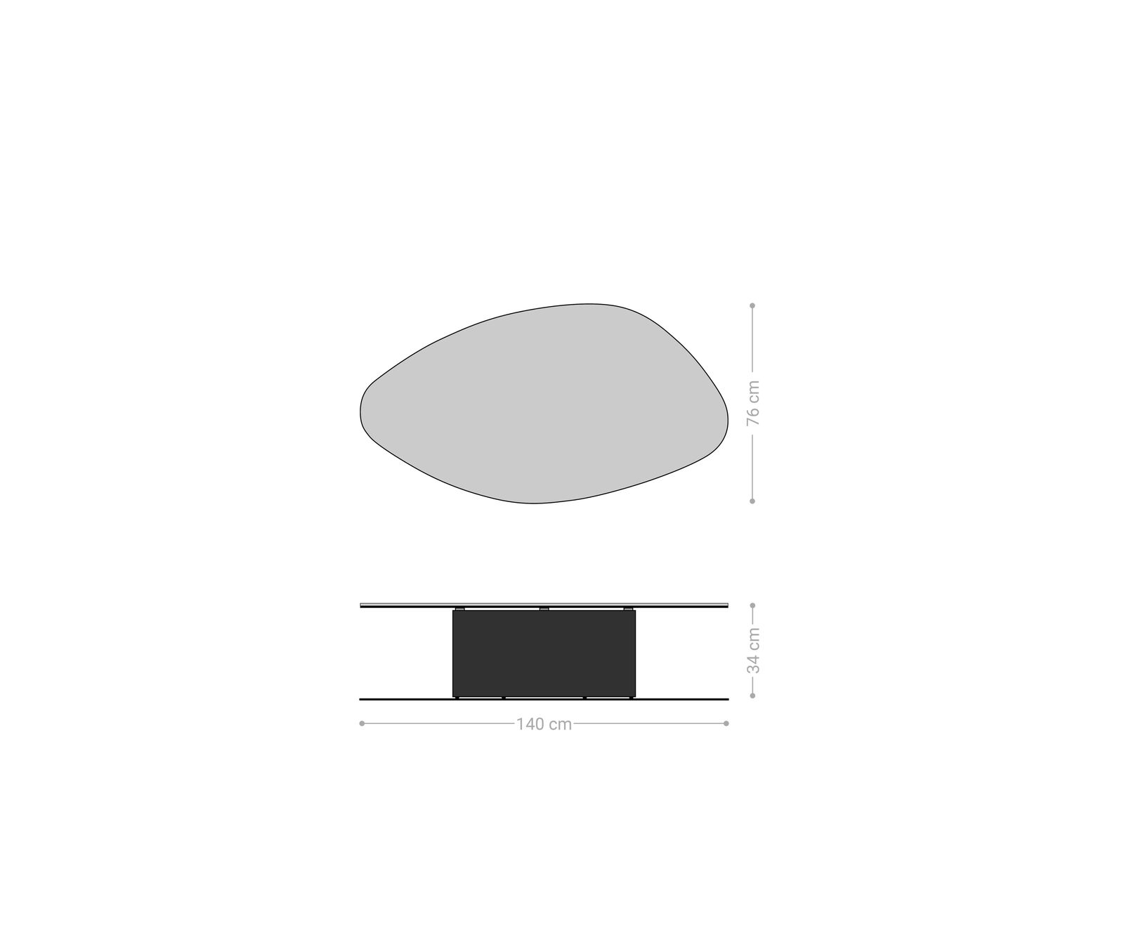 Konferenčný stolík Edge organický 140x76 cm keramika Laminam® Noir Desir hnedý Salto kov čierny - Image 8