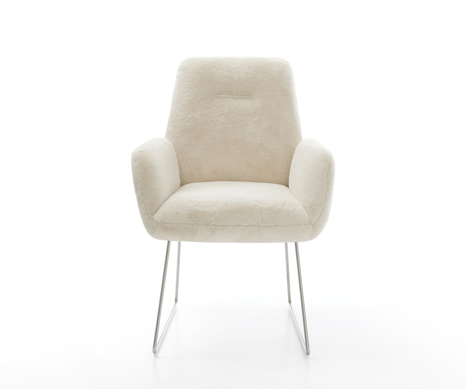 Jedálenská stolička Zoa-Flex plyšový manšester krémovo biela tenká podstava nerezová oceľ vrecková pružina - Image 2