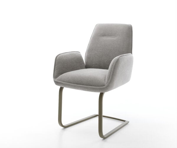 Konzolová jedálenská stolička Zoa-Flex štruktúrovaná látka mäkká sivá konzolová jedálenská stolička plochá titánová farba vrecková pružina