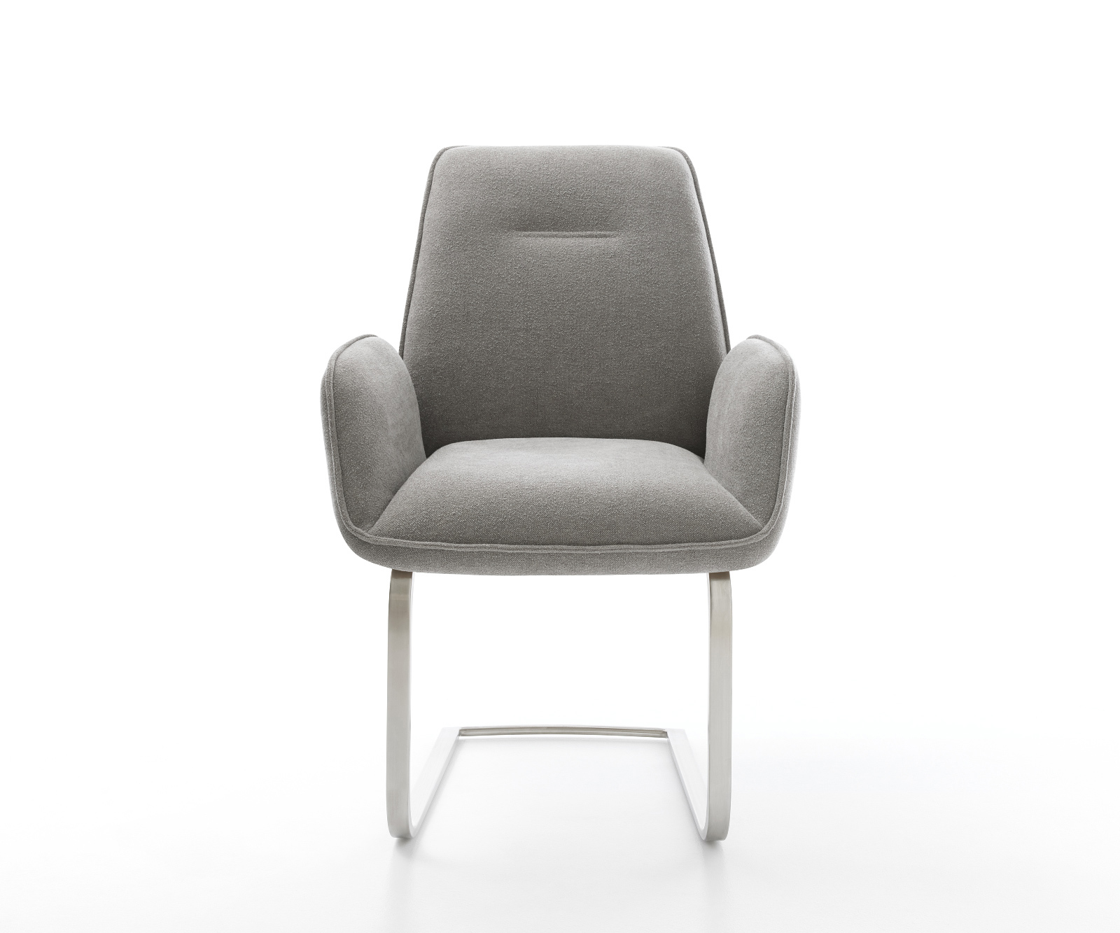 Konzolová jedálenská stolička Zoa-Flex texturovaná látka mäkký sivá konzolová jedálenská stolička plochý nerezová oceľ vrecková pružina - Image 2