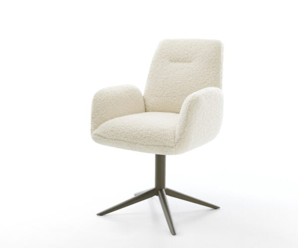 Jedálenská stolička Zoa-Flex teddy látka béžová podstava efektový povrch titán otočný o 360° hojdacia funkcia vrecková pružina