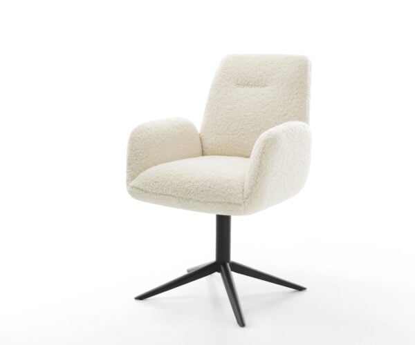 Jedálenská stolička Zoa-Flex teddy látka béžová podstava čierna 360° otočný hojdacia funkcia vrecková pružina