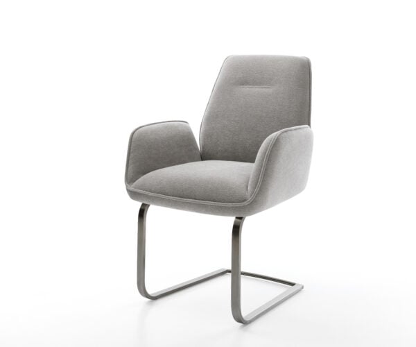 Konzolová jedálenská stolička Zoa-Flex texturovaná látka mäkký sivá konzolová jedálenská stolička plochý grafit vrecková pružina