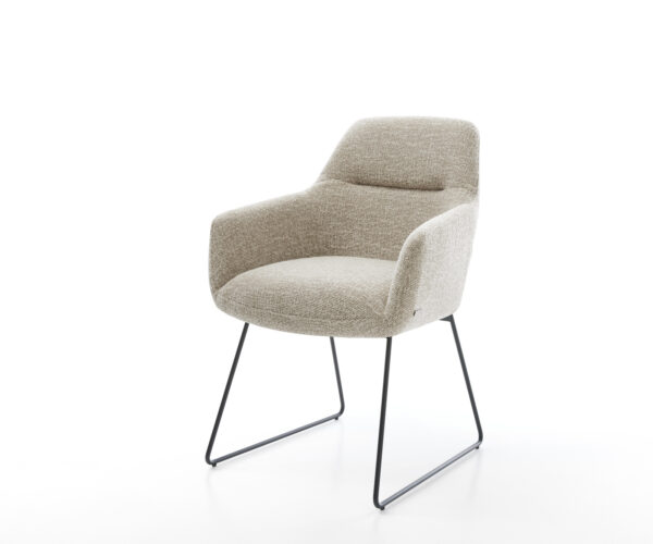 Jedálenská stolička Pejo-Flex tkanina mäkký béžová tenká podstava čierna vrecková pružina