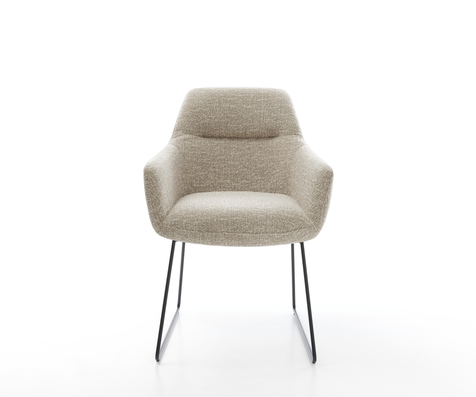 Jedálenská stolička Pejo-Flex tkanina mäkký béžová tenká podstava čierna vrecková pružina - Image 2