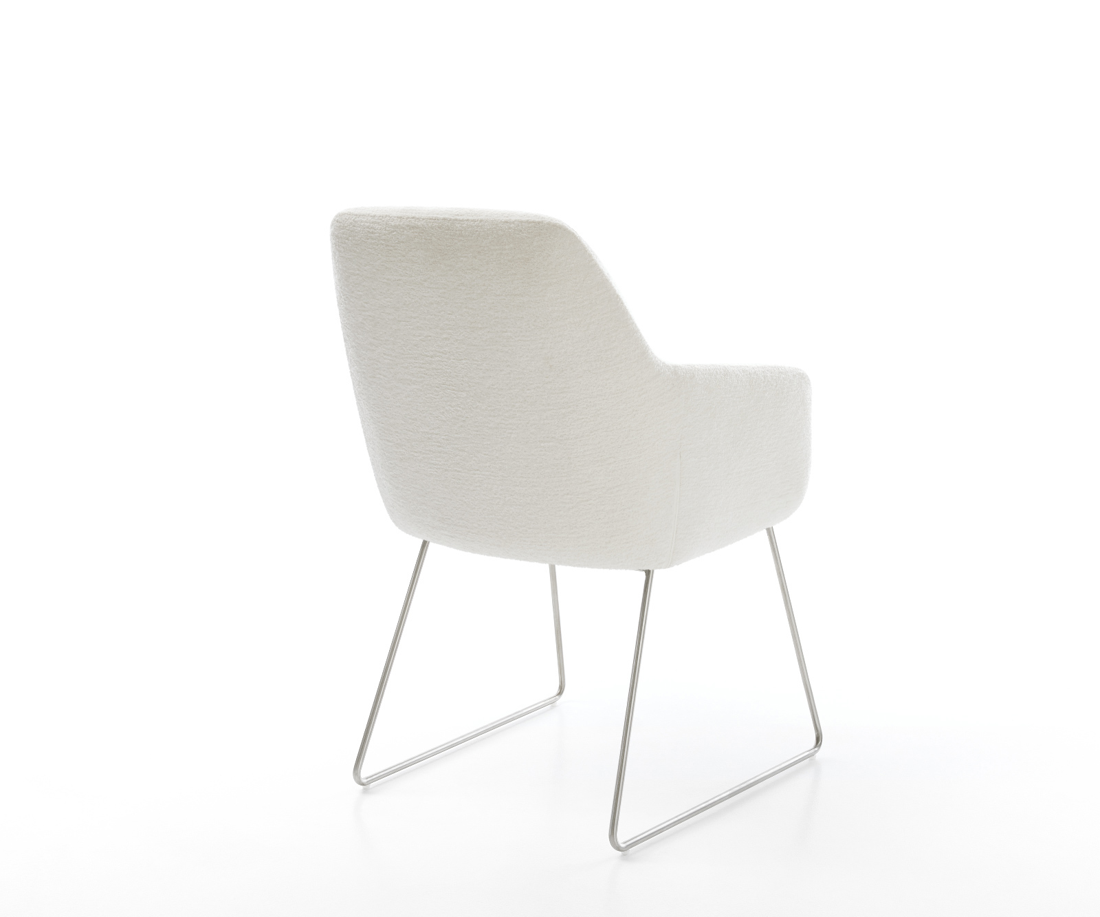 Jedálenská stolička Pejo-Flex bouclé mäkký béžová tenká podstava nerezová oceľ vrecková pružina - Image 5