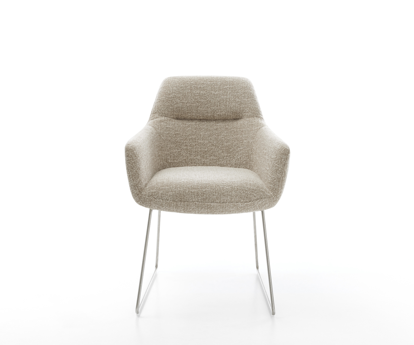 Jedálenská stolička Pejo-Flex tkanina mäkký béžová tenká podstava nerezová oceľ vrecková pružina - Image 2