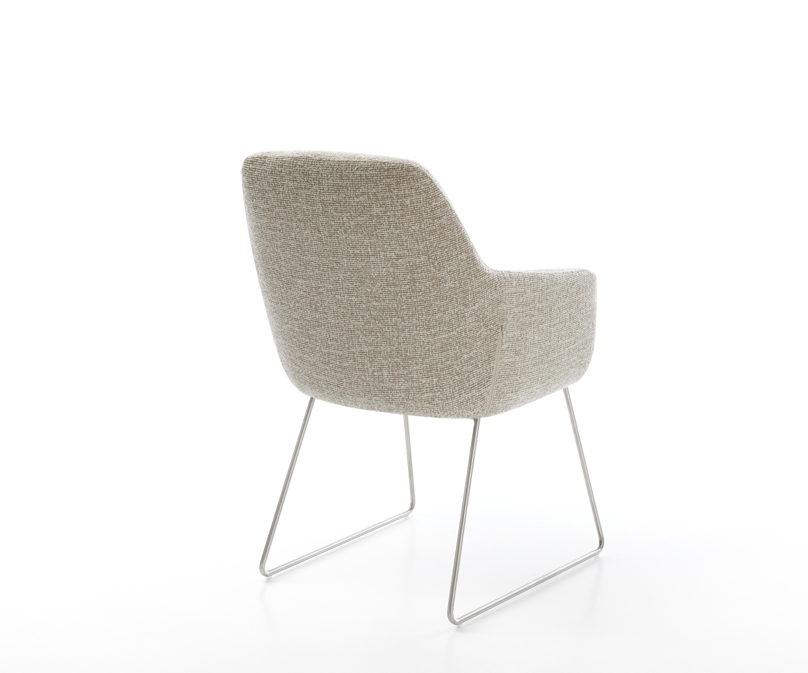 Jedálenská stolička Pejo-Flex tkanina mäkký béžová tenká podstava nerezová oceľ vrecková pružina - Image 5