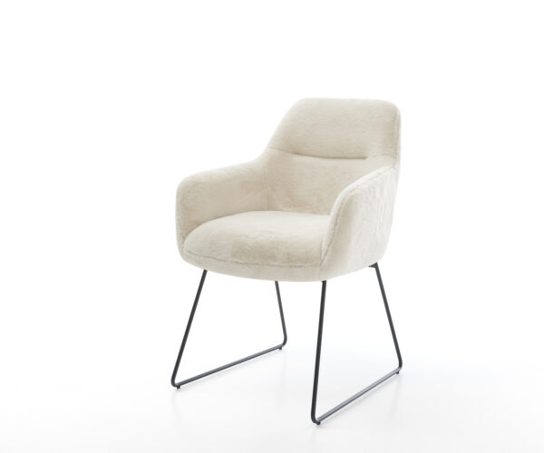 Jedálenská stolička Pejo-Flex plyšový manšester krémovo biela tenká podstava čierna vrecková pružina