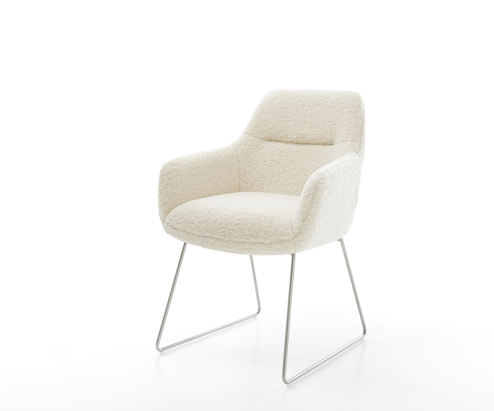 Jedálenská stolička Pejo-Flex teddy látka béžová tenká podstava nerezová oceľ vrecková pružina